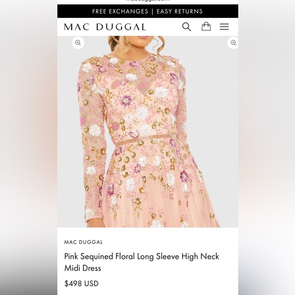 Mac Duggal Sequin Floral Dress - Picture 3 of 8